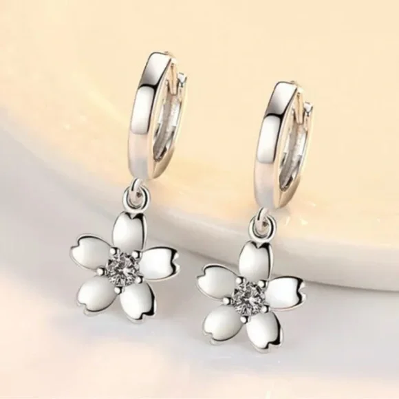 Women Cute Cubic Zirconia Anniversary Jewelry 925 Silver Drop Earrings Gifts - Picture 1 of 2